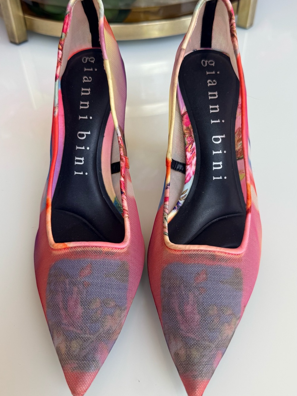 Gianni Bini Multicolor Pink Floral Pointed Pumps